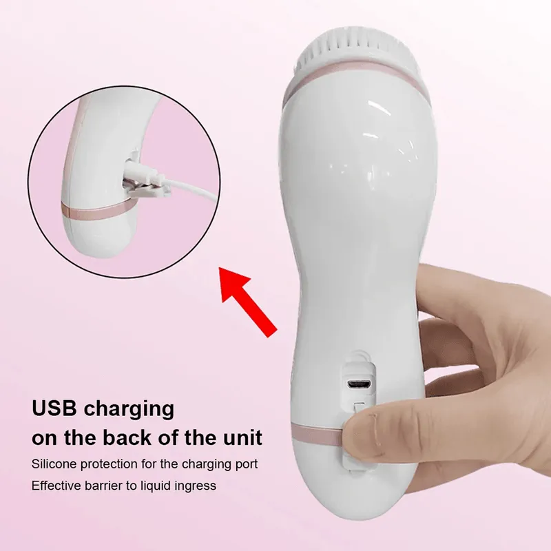 Rotating Facial Cleansing Tool With 4 Interchangeable Heads AO-77872