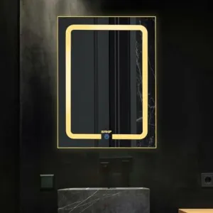 SANIF® Rectangular Led Mirror for Bathroom, Badroom, Dressing || Living Room and Wash Basin || 3 Colour Options with Adjustable || Size - 18X24 Inch, Frameless