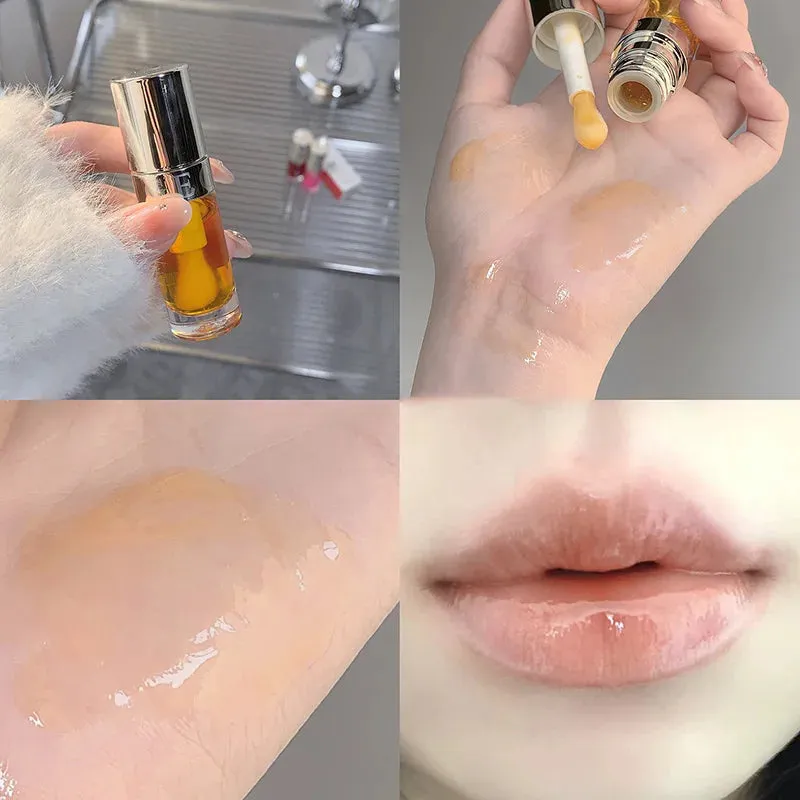Toleet-Christmas/Thanksgiving Gift Winter Makeup Ideas Crystal Glass Jelly Lip Oil Mirror High Gloss Lip Gloss Plumper Moisturizing Lip Tint Cherry Red Colored Lipstick Korean Makeup