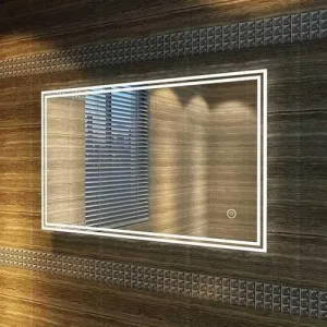 UNIQUE MIRROR Rectangular led Mirror with Three Led for Bedroom and Bathroom Three-color adjustable led mirror, light-controlled wash mirror, and anti-fog beauty mirror and size (24x30) inch W36