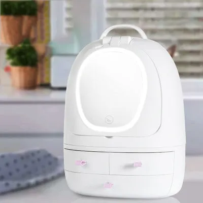 USB Cosmetic Storage with Adjustable Double Makeup LED Mirror