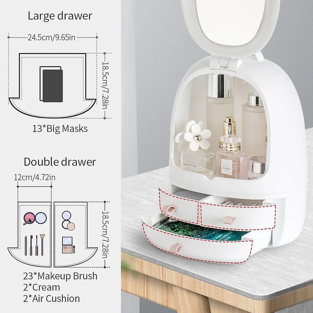 USb MakEUp BrUSh Drawer Organizer Cosmetic Storage Box Skin Care Products Container 3X Magnifying Led Light AdjUStable Mirror Fa1053