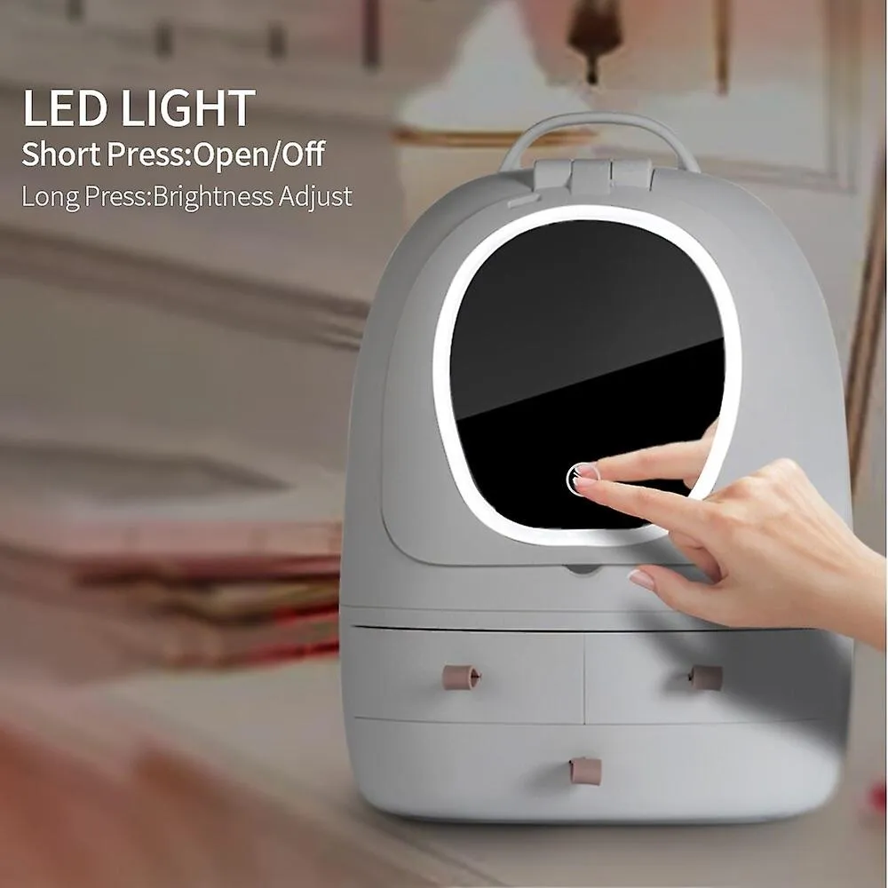 USb MakEUp BrUSh Drawer Organizer Cosmetic Storage Box Skin Care Products Container 3X Magnifying Led Light AdjUStable Mirror Fa1053