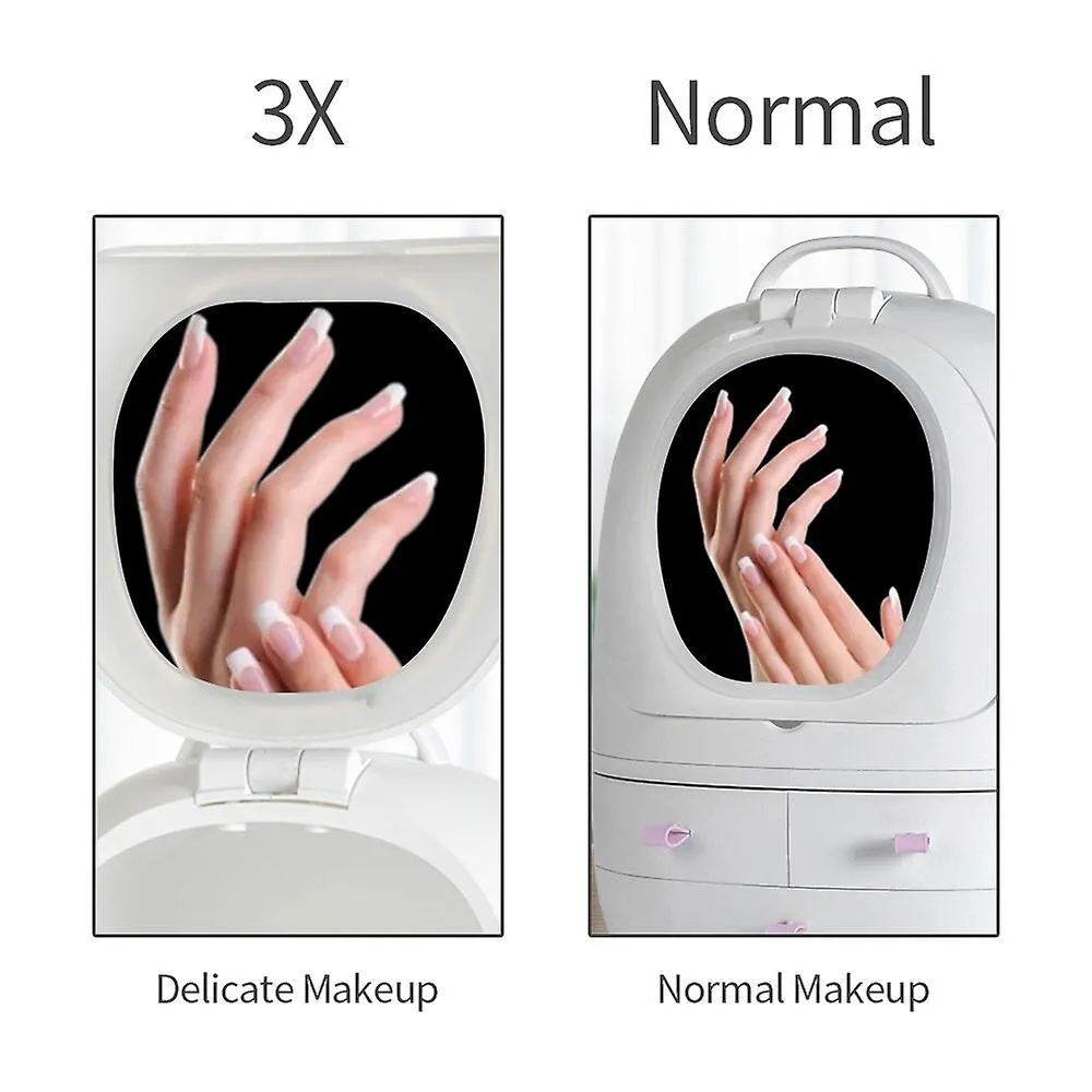 USb MakEUp BrUSh Drawer Organizer Cosmetic Storage Box Skin Care Products Container 3X Magnifying Led Light AdjUStable Mirror Fa1053