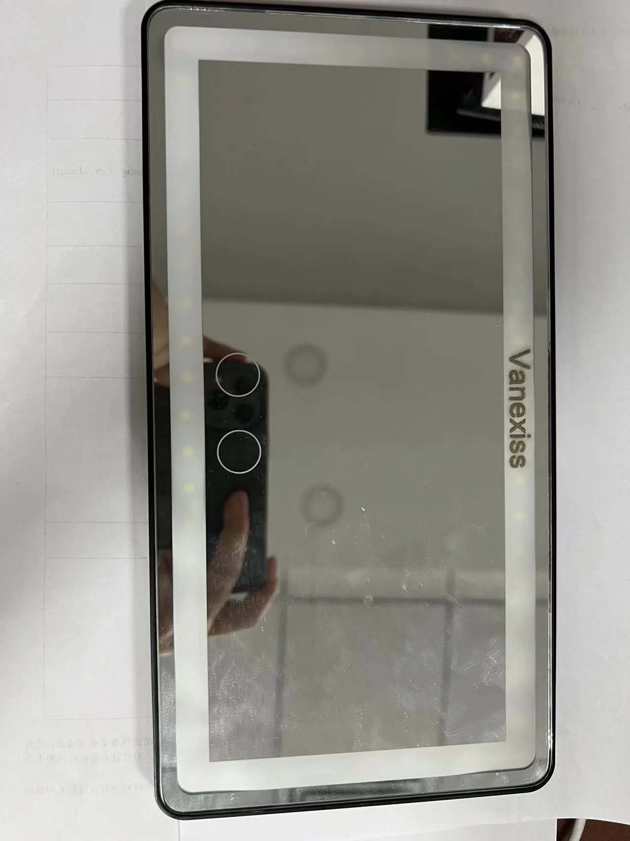 Vanexiss Visor Vanity Mirror, Rechargeable Makeup Mirror with 3 Light Modes & 60 LEDs - Dimmable Clip-on Rear View Sun-Shading Cosmetic Mirror with Touch on Screen